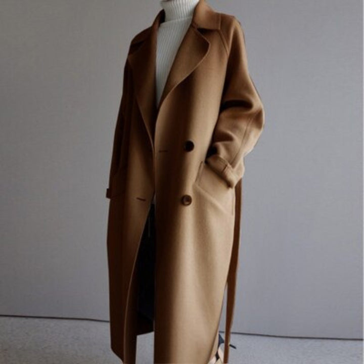 Elegante dames winterjas in longline-stijl in Caramel