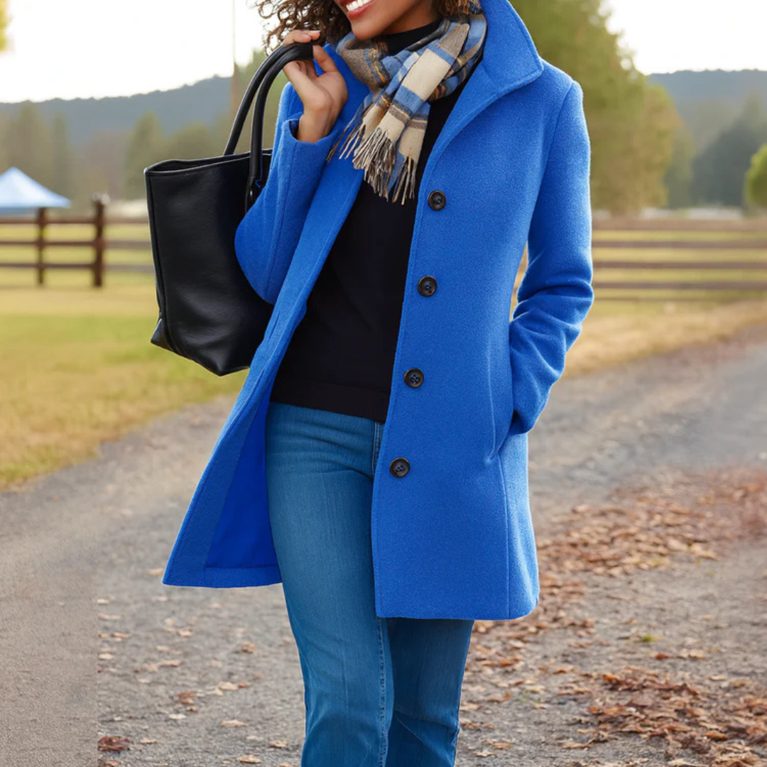 Elegante dames winterjas met klassieke lijnen in Blauw