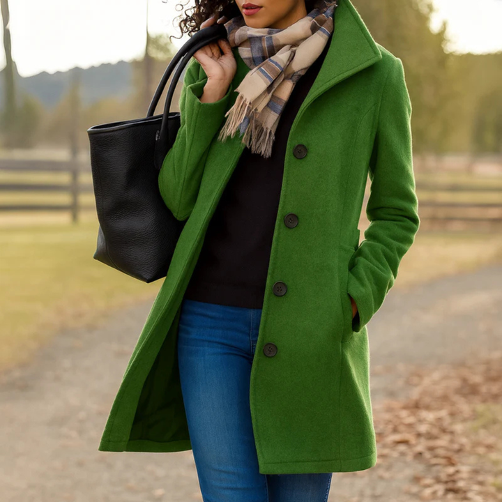 Elegante dames winterjas met klassieke lijnen in Groen