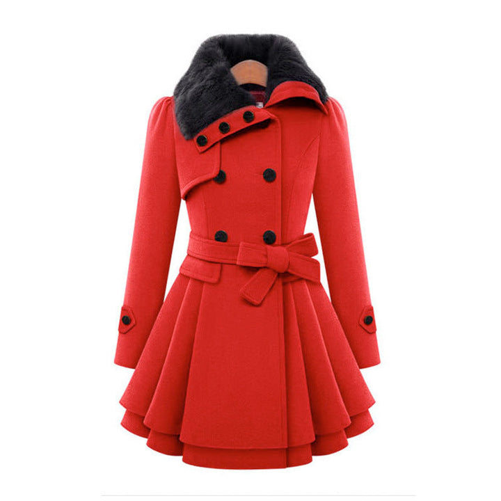 Elegante dames winterjas met nepbont in Rood