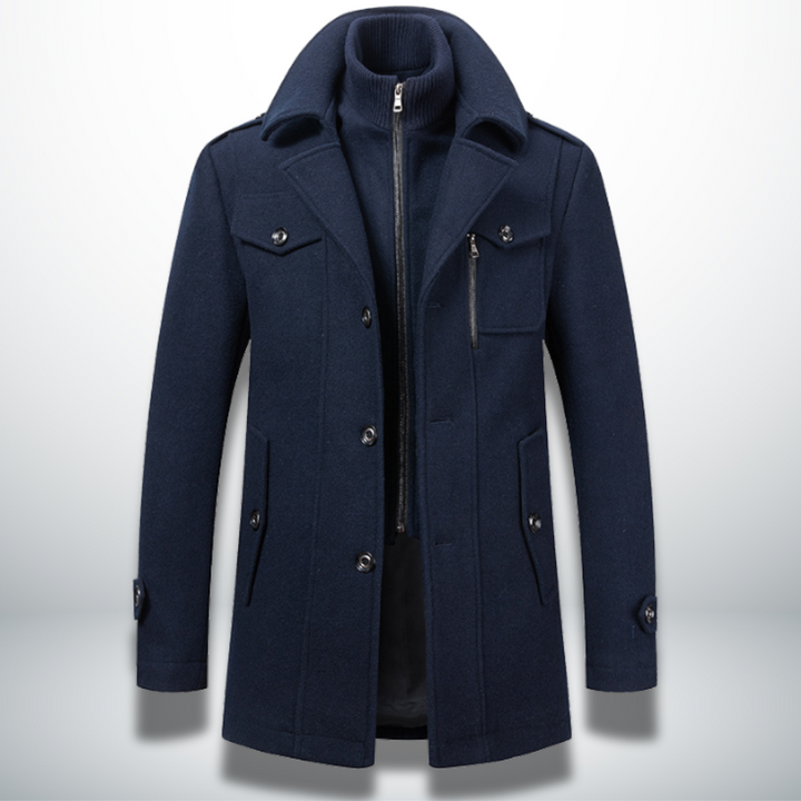 Elegante Heren Winterjas voor Bureau en Vrijetijd in Donkerblauw