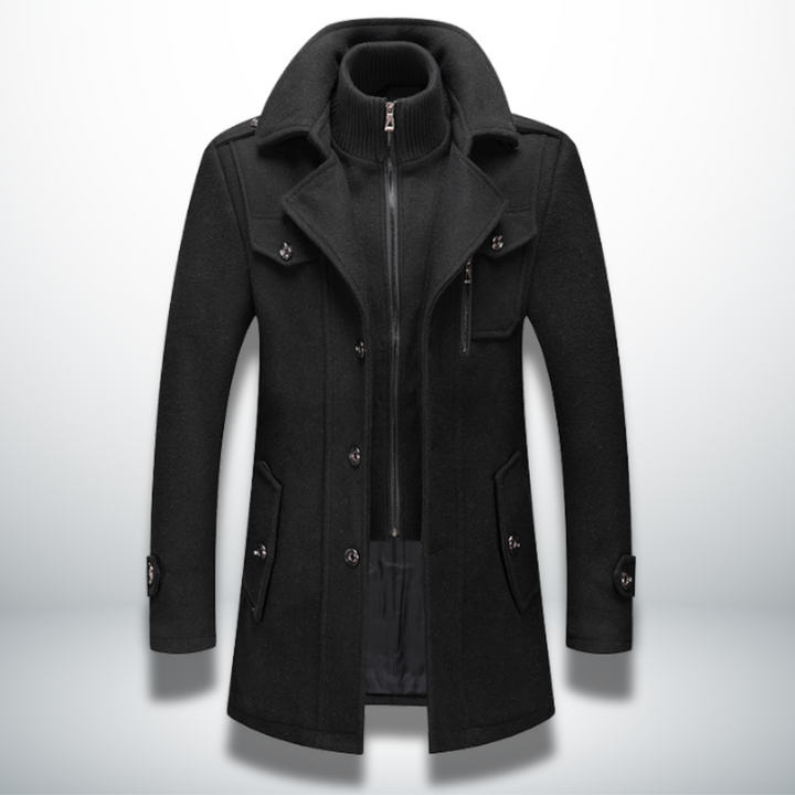 Elegante Heren Winterjas voor Bureau en Vrijetijd in Zwart