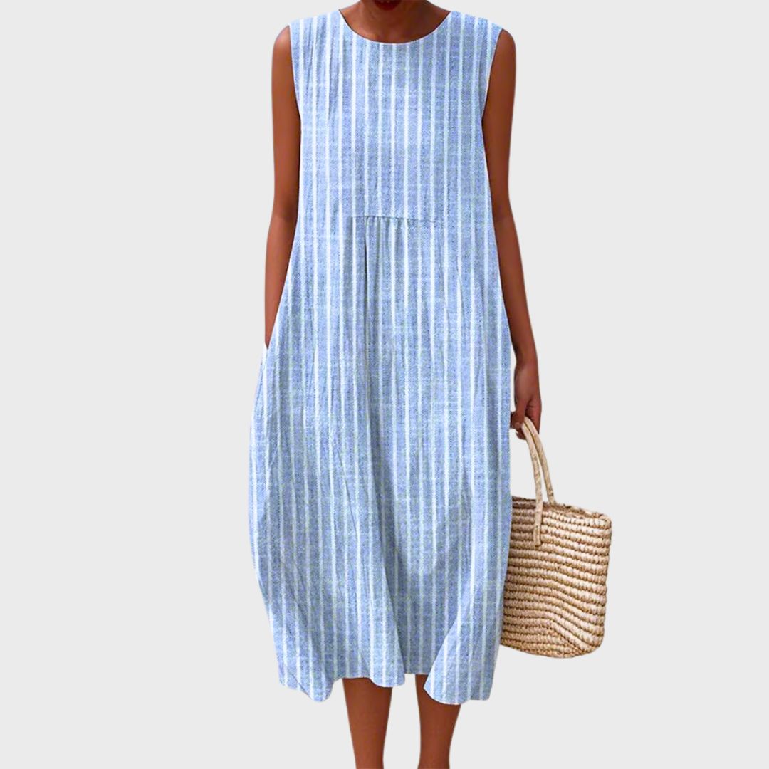 Elegante lichte midi jurk voor de zomer in Blau 3