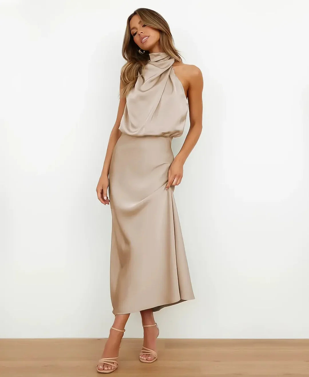 Elegante Midijurk voor Bruiloft in Abrikoos