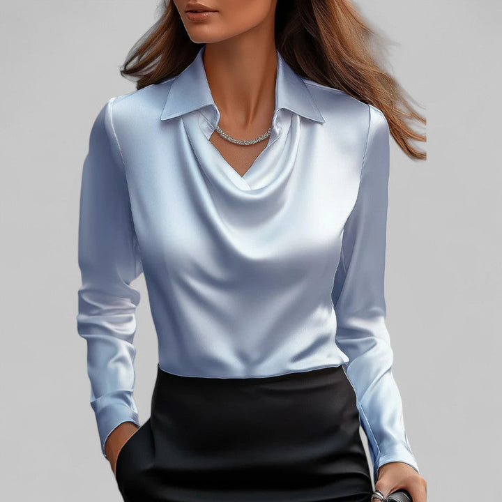 Elegante Satijnen Blouse voor Dames in Blauw