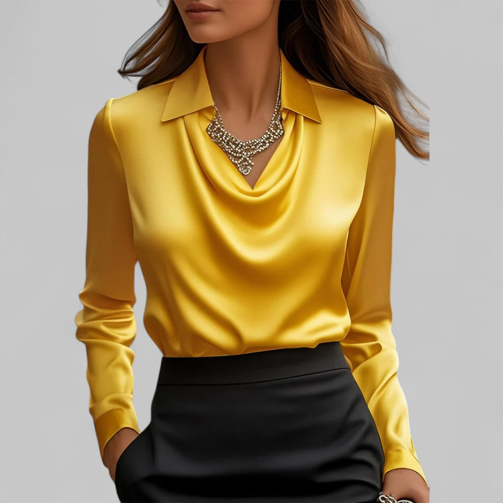 Elegante Satijnen Blouse voor Dames in Geel