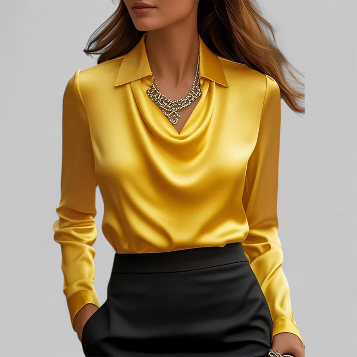 Elegante Satijnen Blouse voor Dames in Geel
