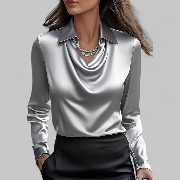 Elegante Satijnen Blouse voor Dames in Grijs