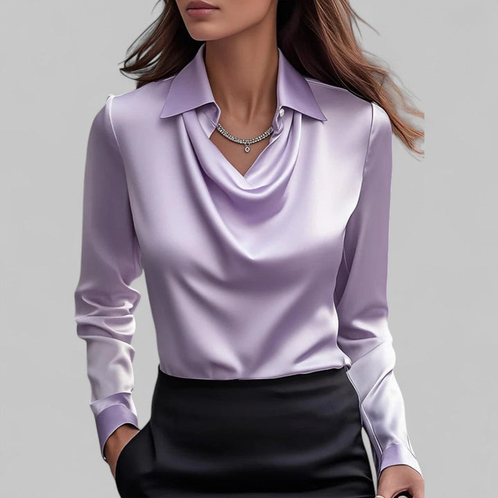 Elegante Satijnen Blouse voor Dames in Paars