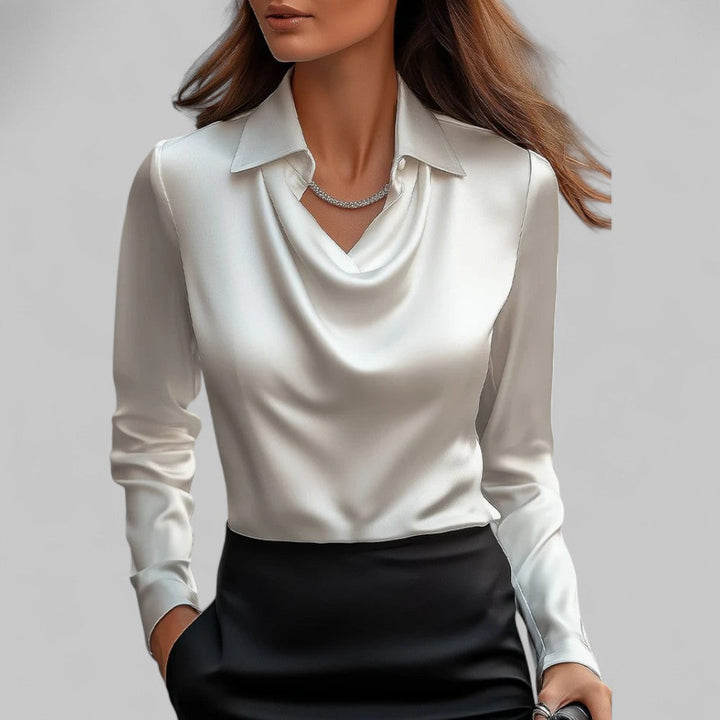 Elegante Satijnen Blouse voor Dames in Wit