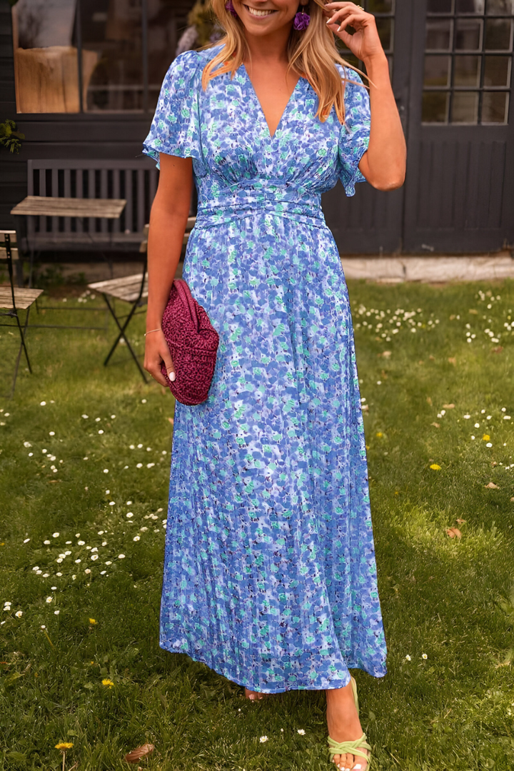 Fladderende zomerjurk maxi voor dames in Blauw