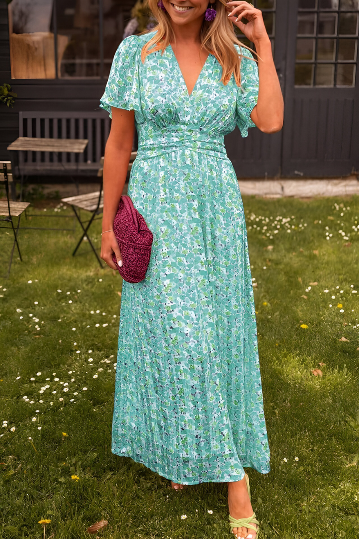 Fladderende zomerjurk maxi voor dames in Groen