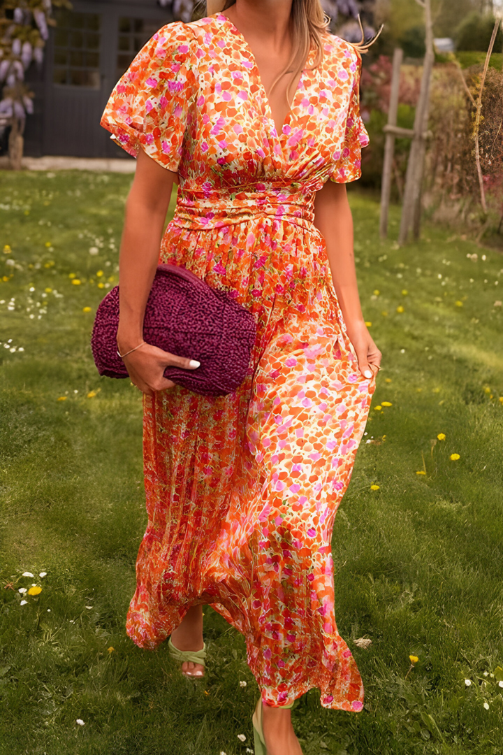 Fladderende zomerjurk maxi voor dames in Oranje 2