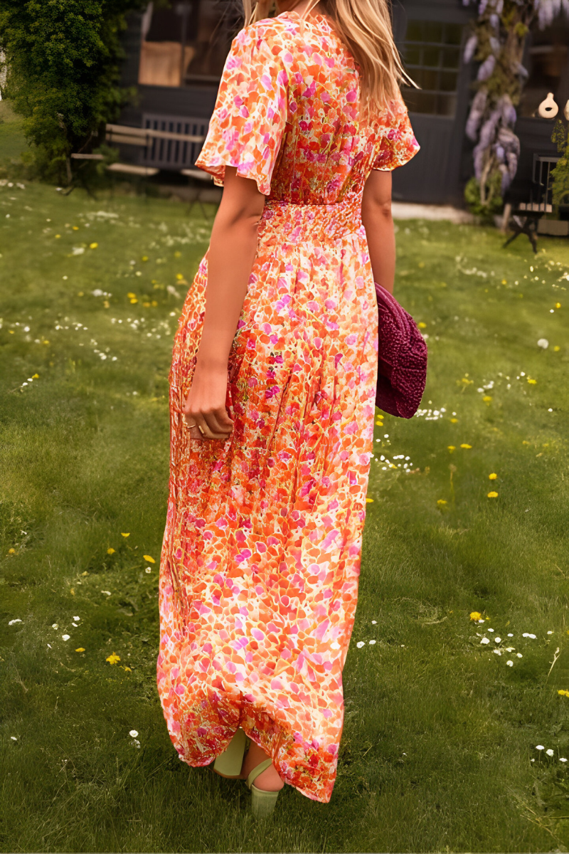 Fladderende zomerjurk maxi voor dames in Oranje 3