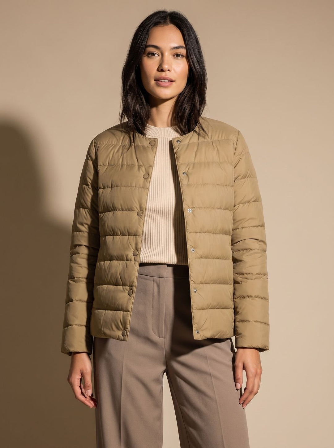 Gequilte slim-fit winterjas dames warm in Bruin