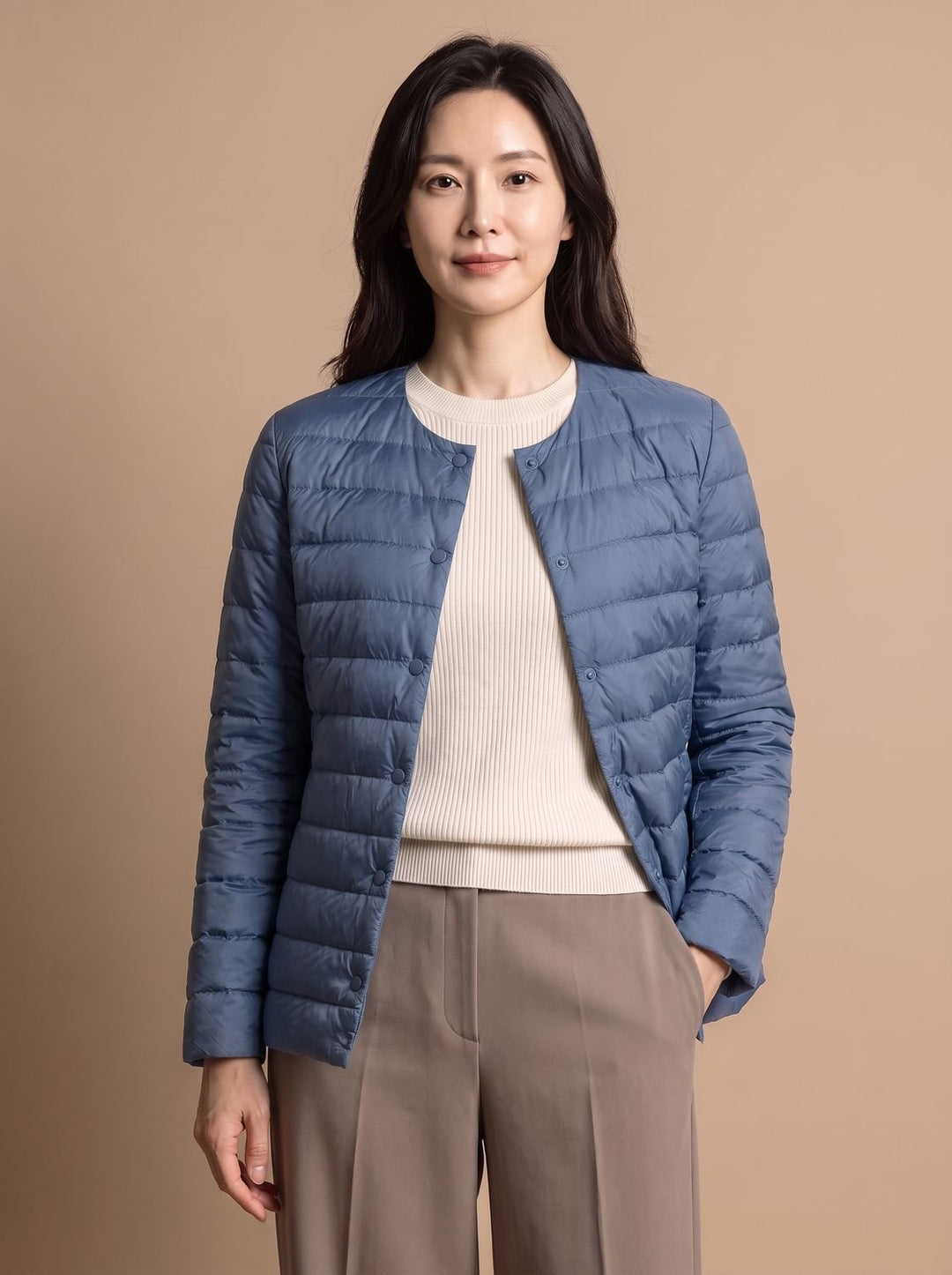 Gequilte slim-fit winterjas dames warm in Haze Blue