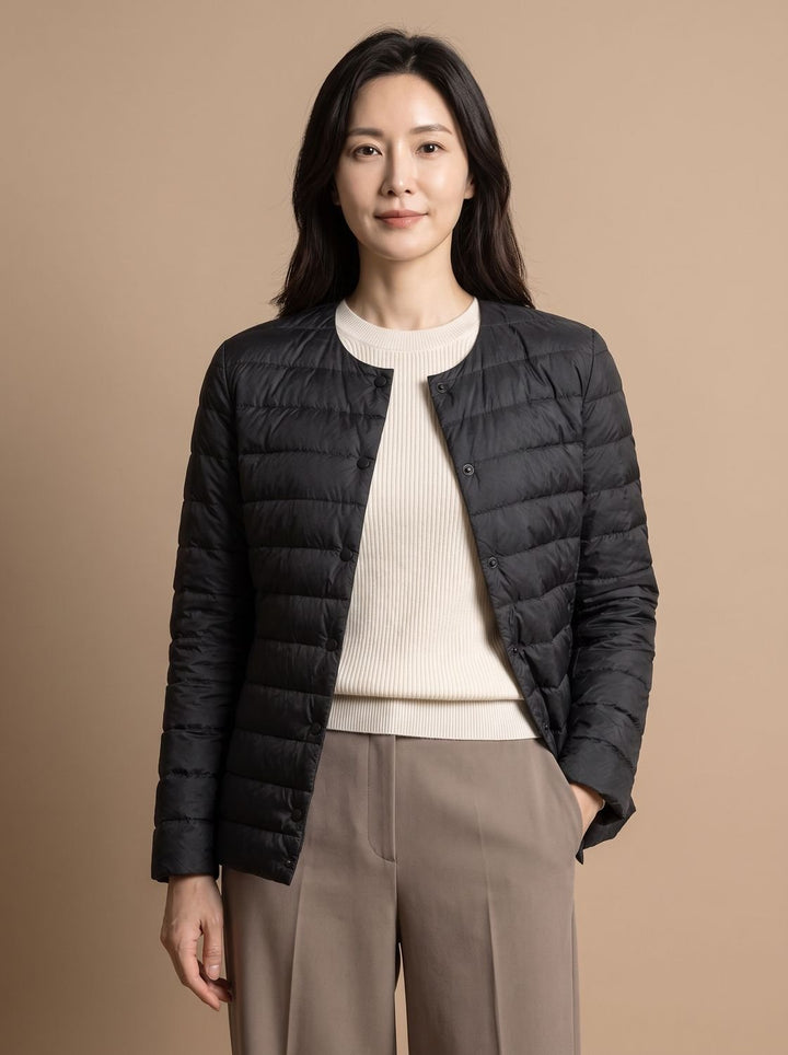 Gequilte slim-fit winterjas dames warm in Zwart