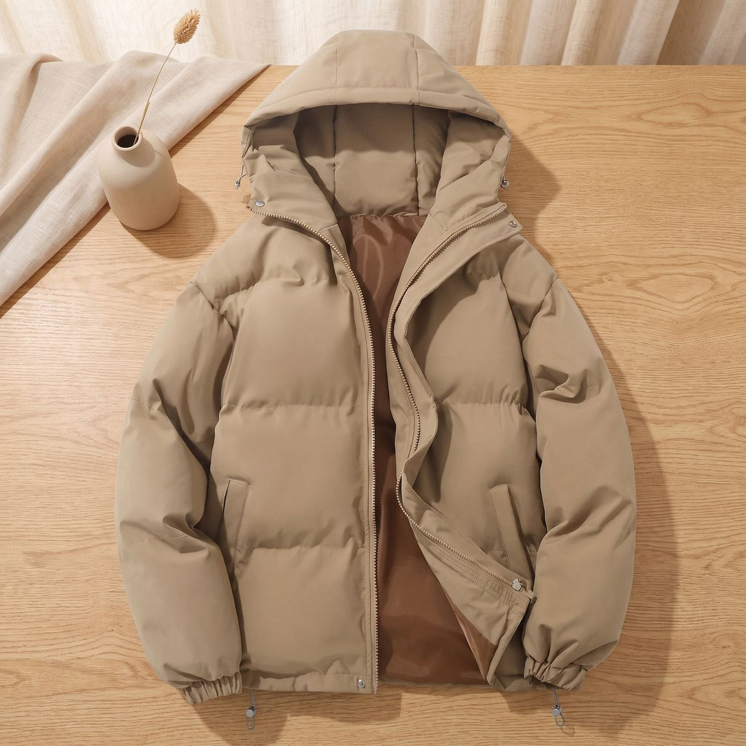 Gestoffeerde winterjas dames met capuchon in Khaki