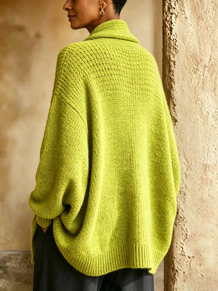 Groene Oversized Damesstrui met Shawl Collar (2)
