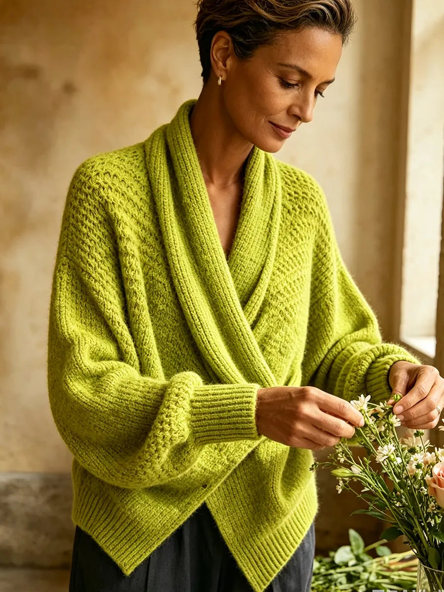 Groene Oversized Damesstrui met Shawl Collar (4)