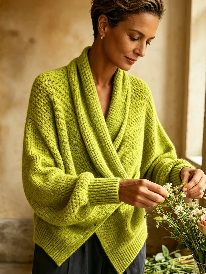 Groene Oversized Damesstrui met Shawl Collar (4)