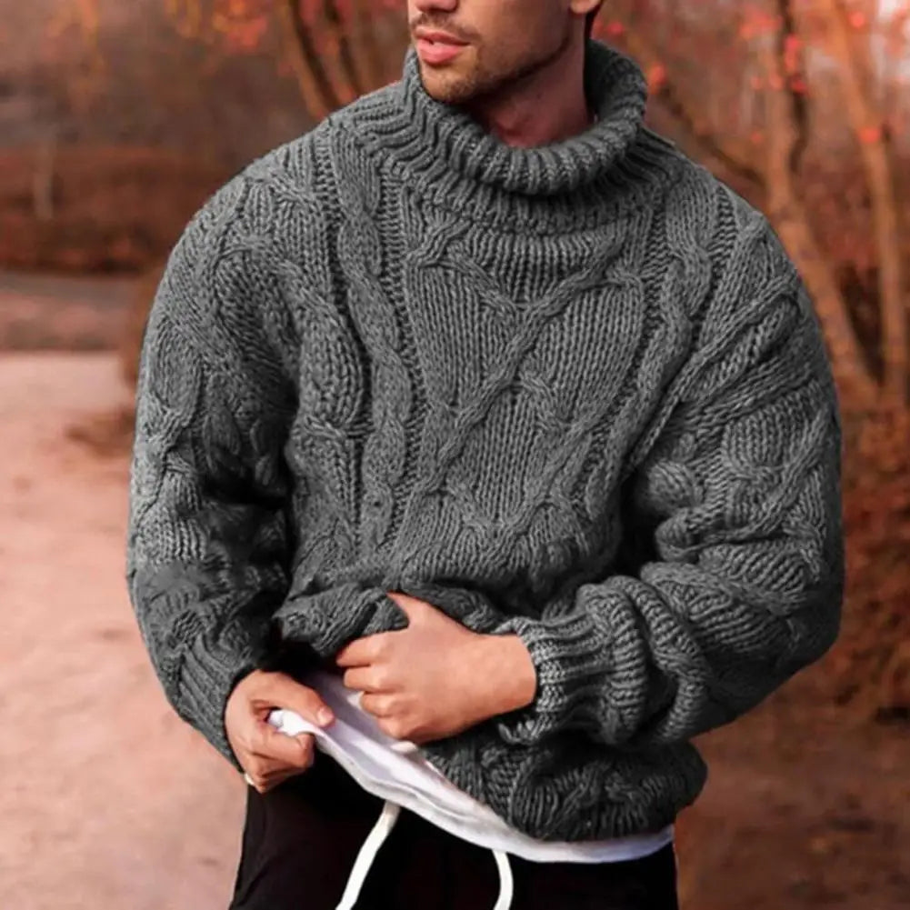 Heren coltrui in zware knit in Grijs