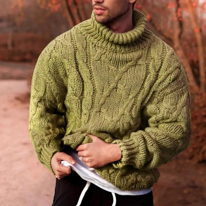 Heren coltrui in zware knit in Groen