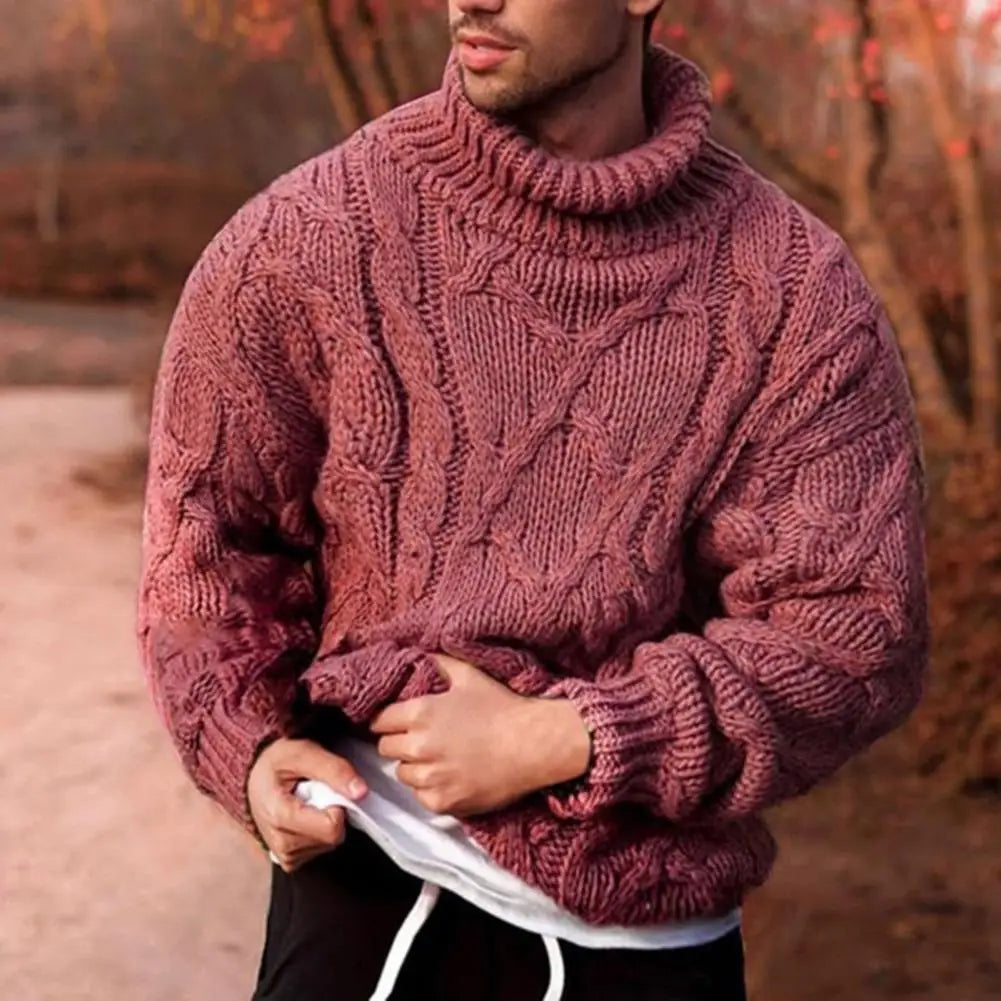 Heren coltrui in zware knit in Rood