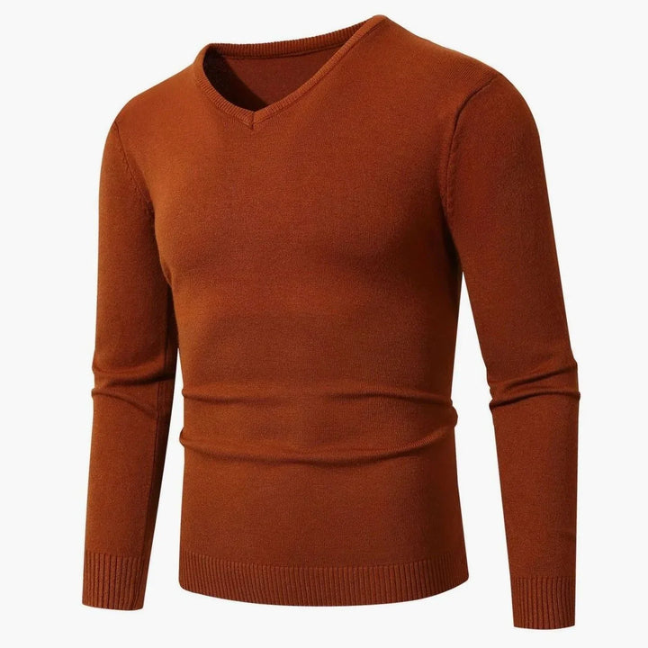 Heren Slim-Fit Fijnbrei Pullover voor Kantoor in Karamell