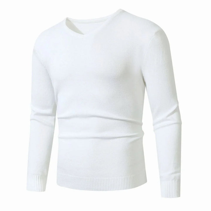 Heren Slim-Fit Fijnbrei Pullover voor Kantoor in Wit