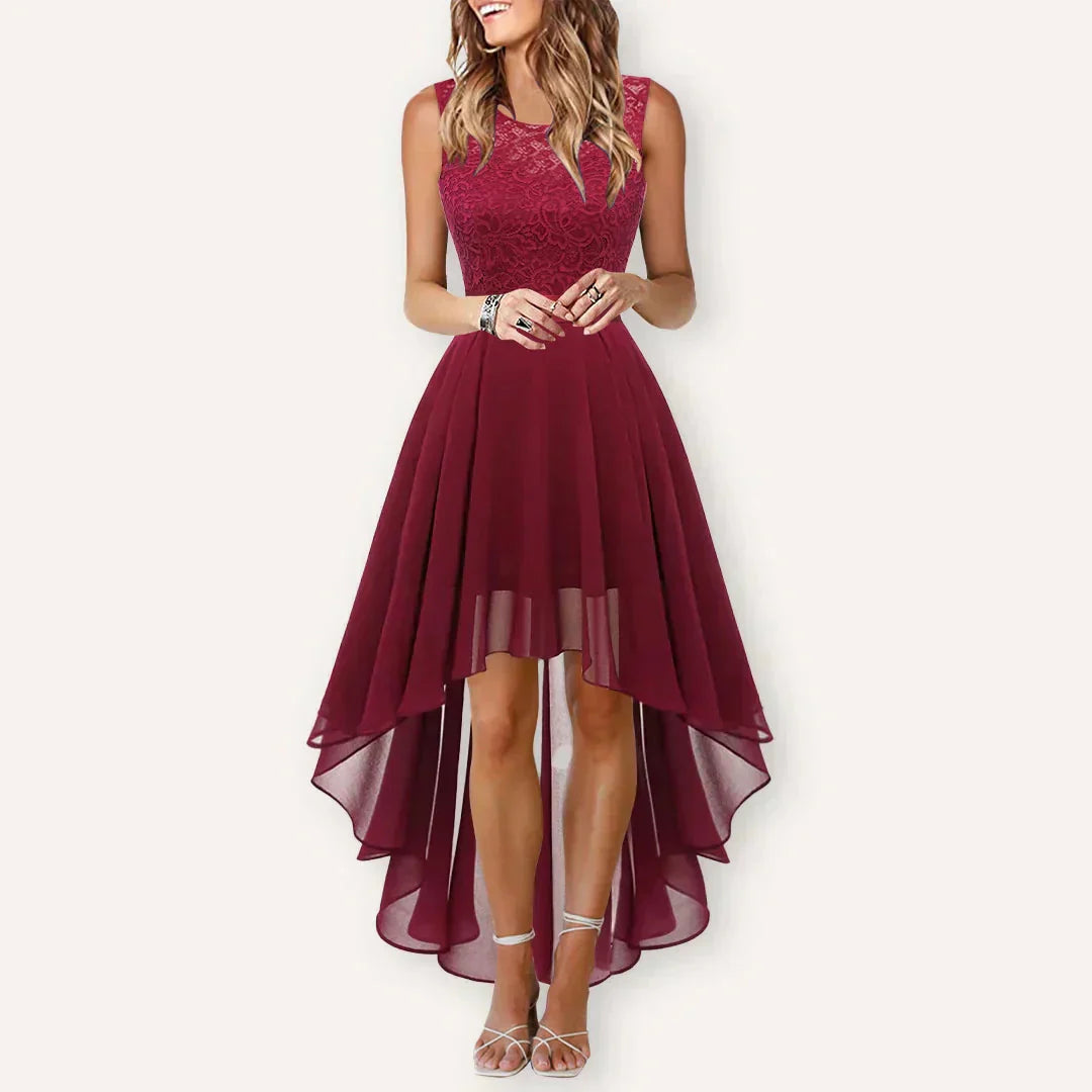 Erin gastenjurk met asymmetrische high-low zoom foto 3