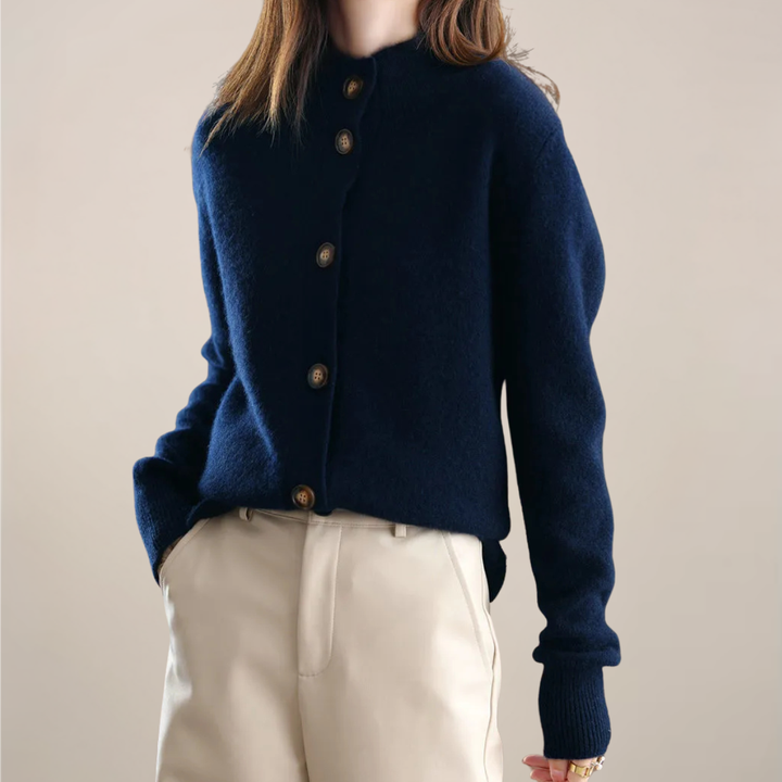 Klassieke Dames Trui met Knopen in Marineblauw