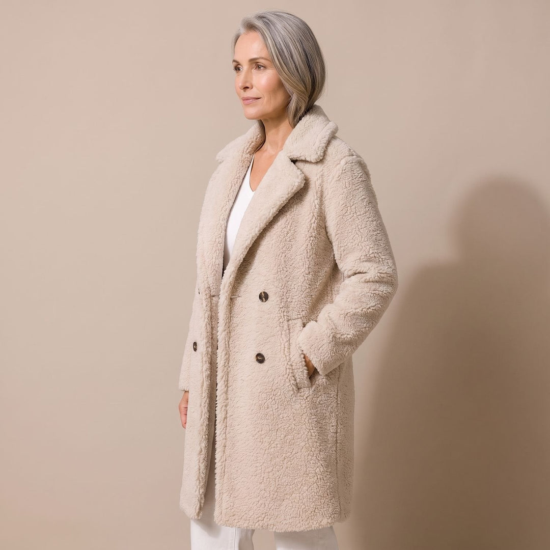 Lange Dames Winterjas in Teddy-Fleece (2)