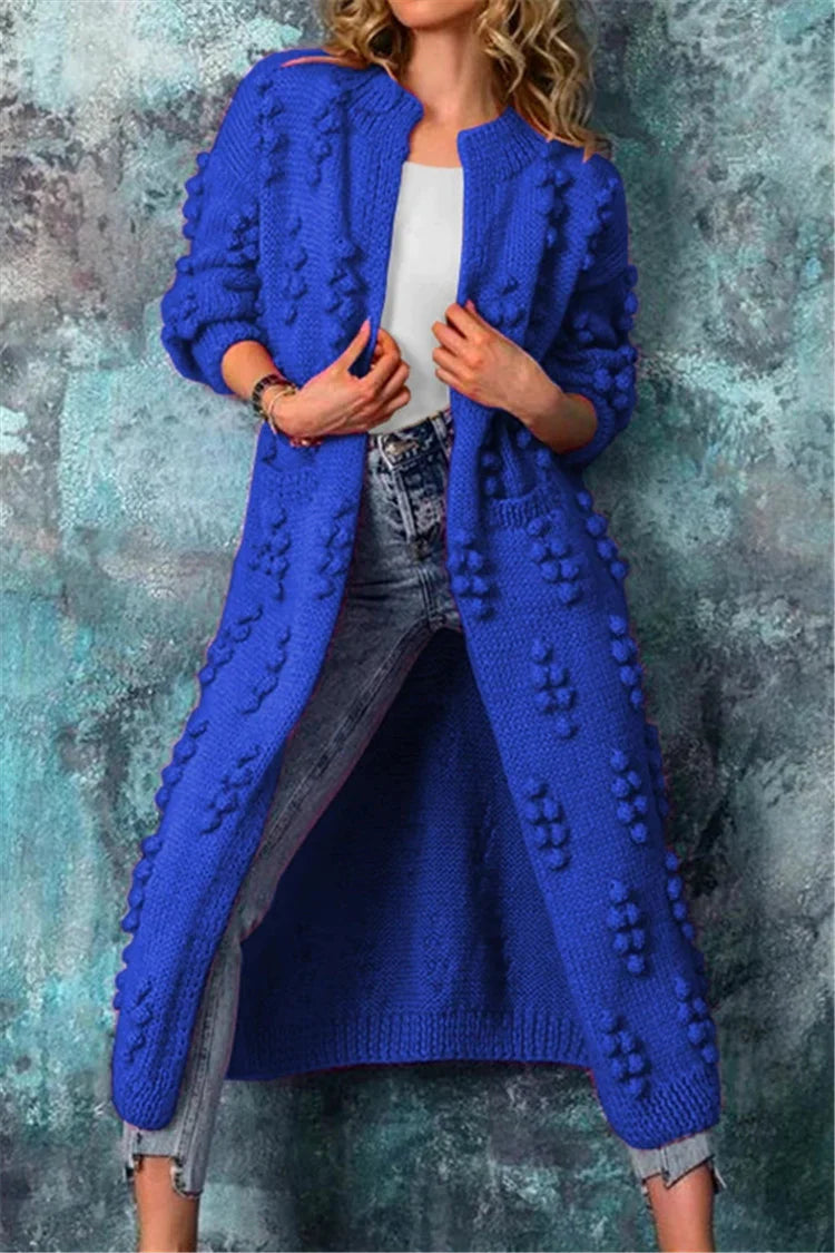 Lange Gebreide Trui voor Dames in Blauw