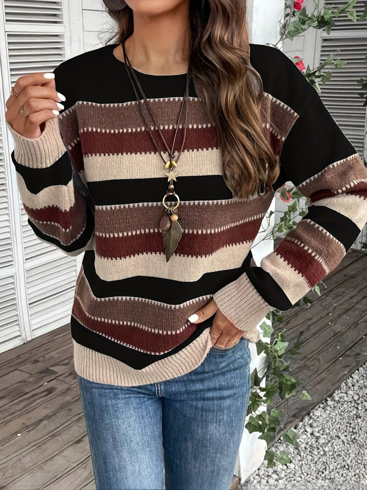 Losse dames trui in gestreept design (10)