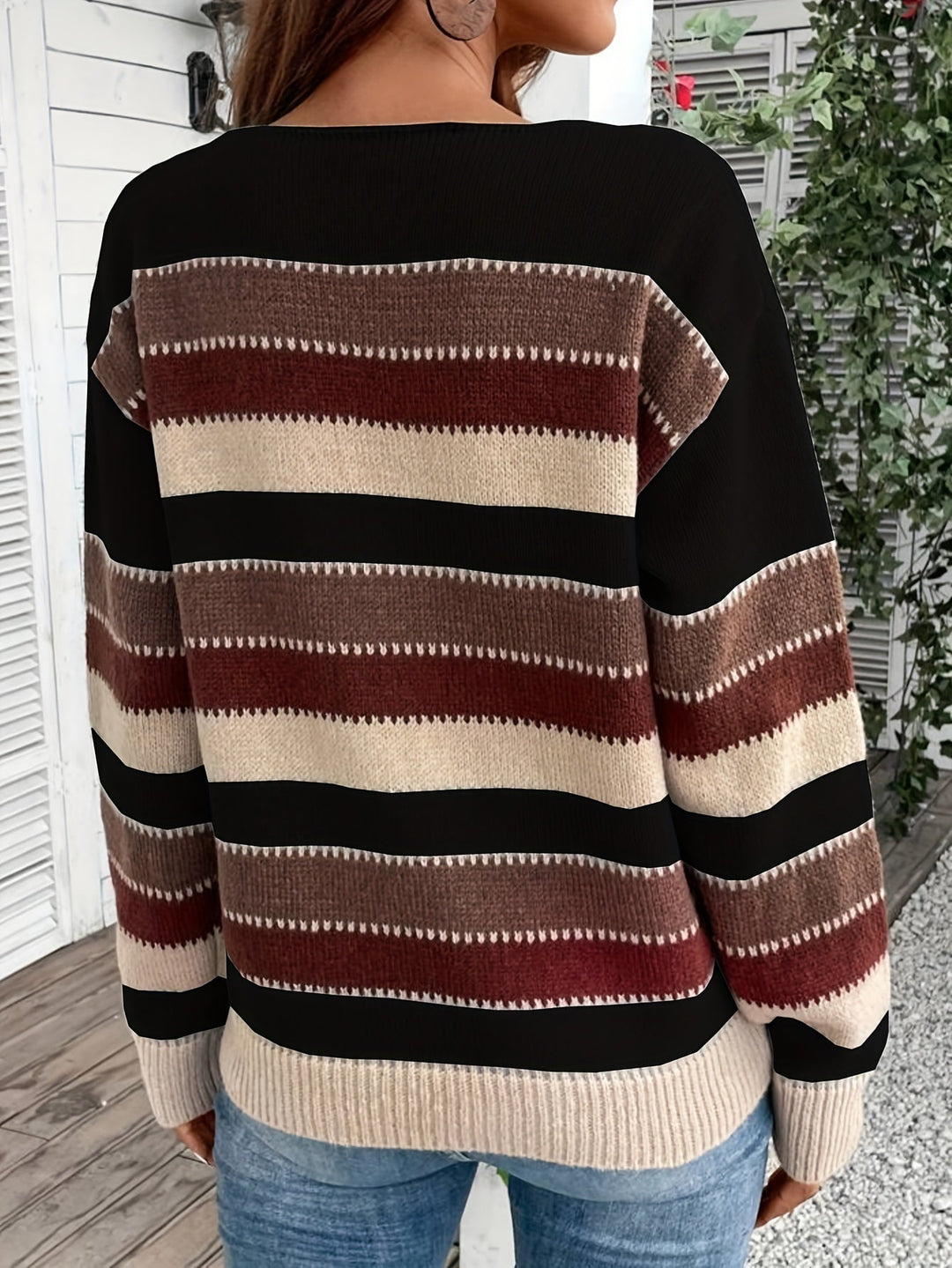Losse dames trui in gestreept design (7)