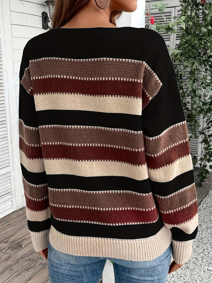 Losse dames trui in gestreept design (7)