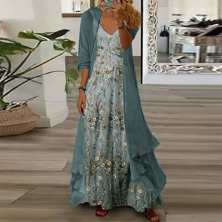 Luchtige Bloemen Maxi Strandjurk in Blauw