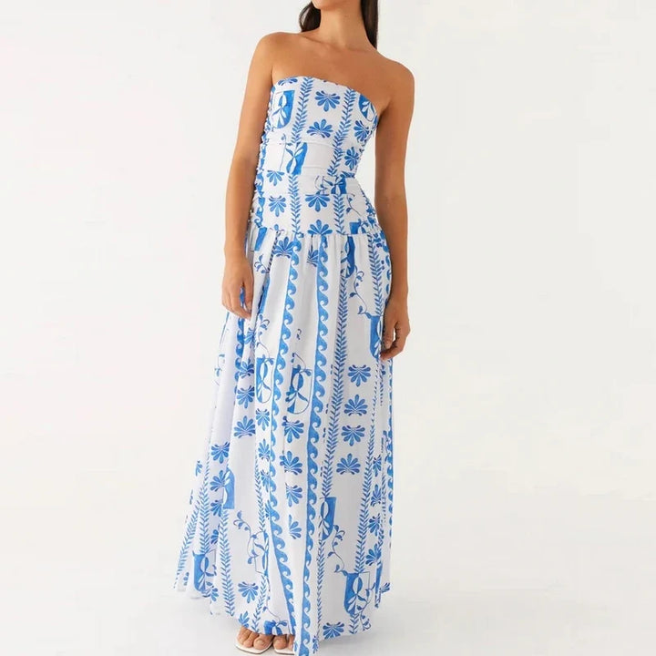 Luchtige midi jurk dames voor feesten in Blue Floral