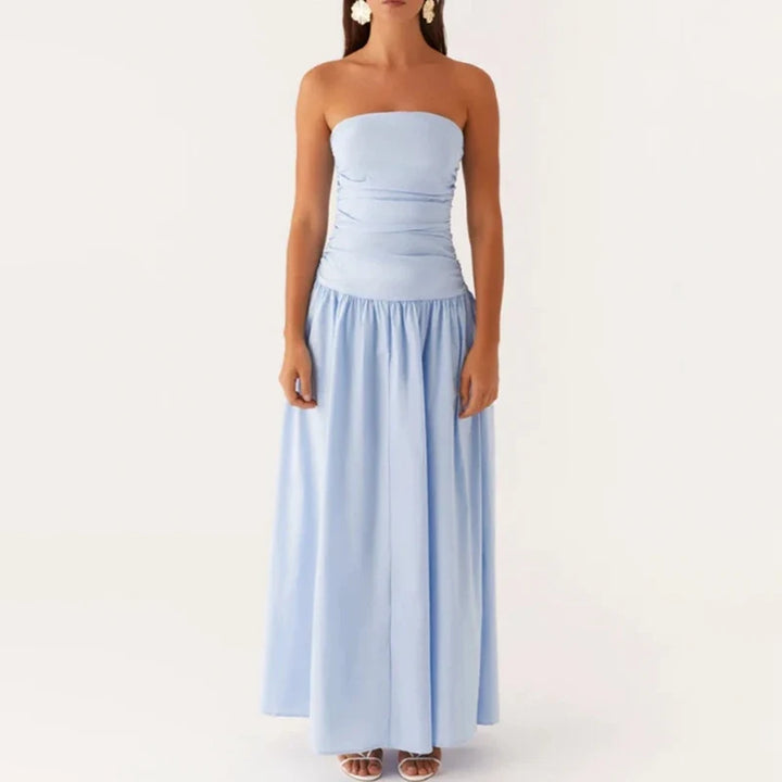Luchtige midi jurk dames voor feesten in Sky Blue