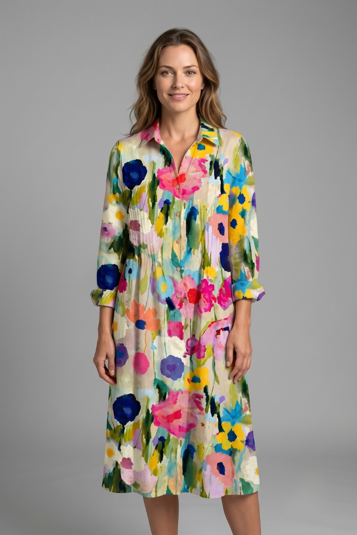 Midi jurk dames elegant boho in Crème