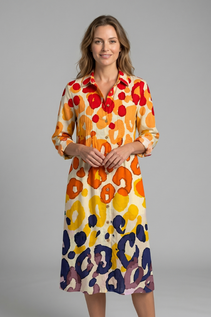Midi jurk dames elegant boho in Orange