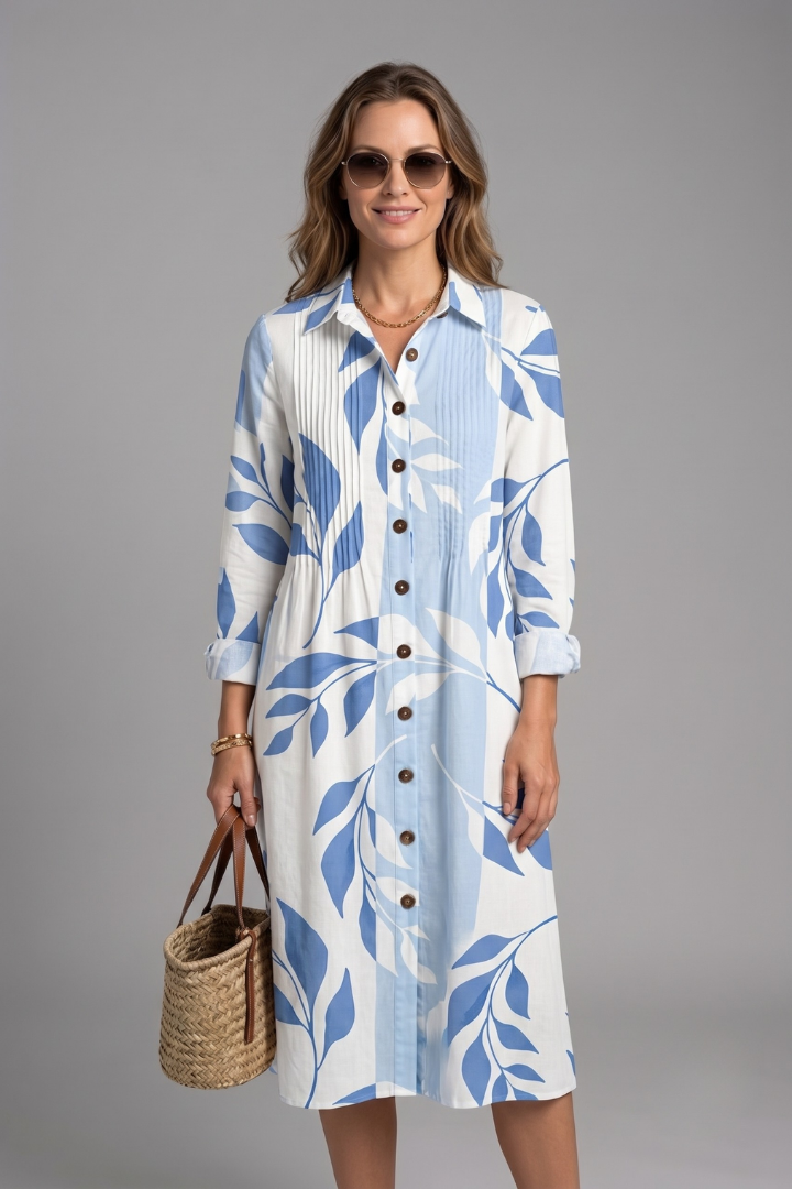 Midi jurk dames elegant boho in Sky Blue