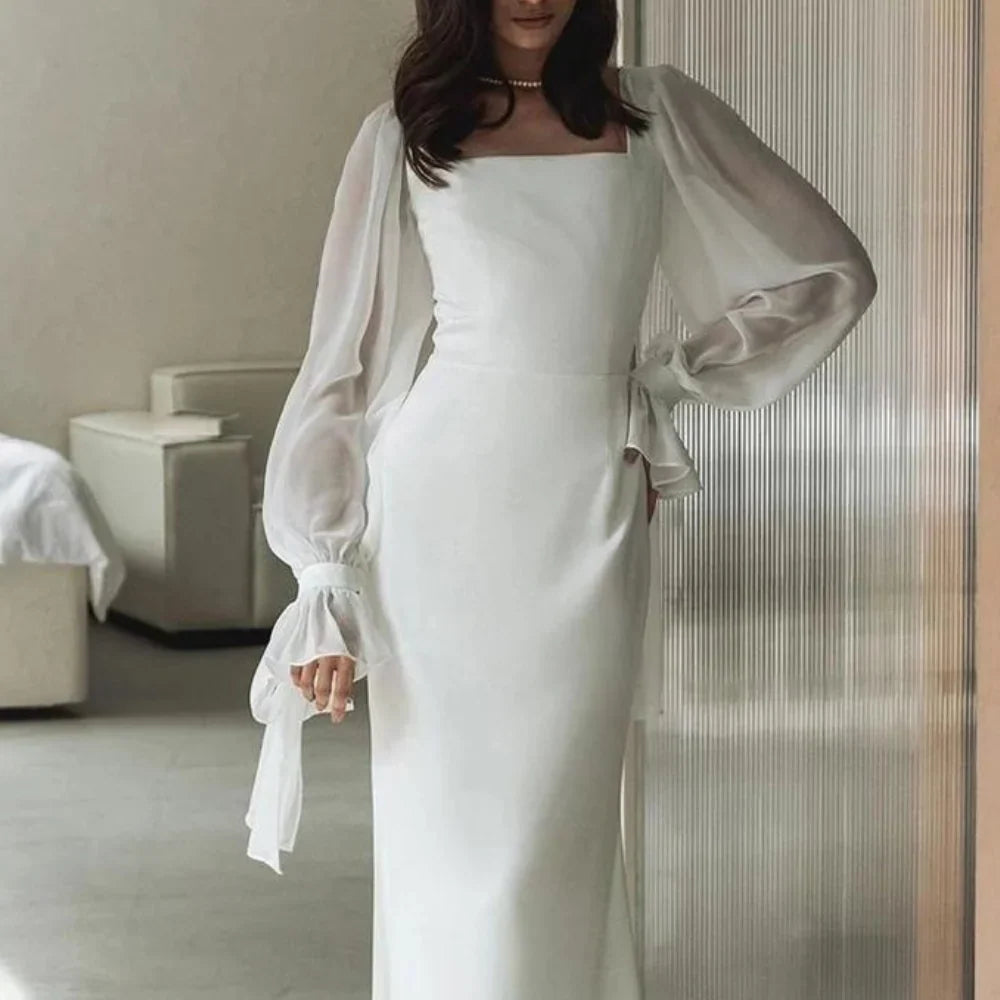 Midi Jurk Dames voor Elegante Avondgalas in Wit