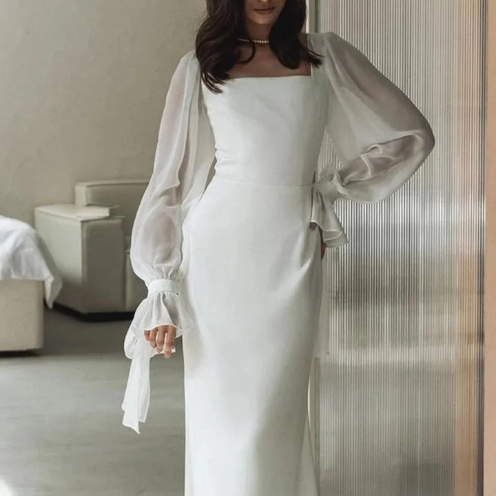 Midi Jurk Dames voor Elegante Avondgalas in Wit