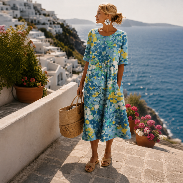 Midi strandjurk met bloemenprint voor dames in Blauw