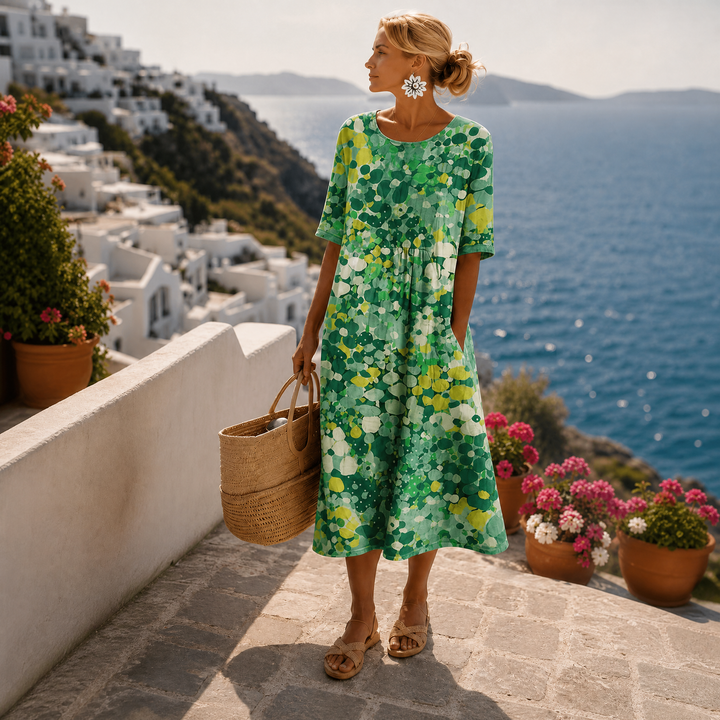 Midi strandjurk met bloemenprint voor dames in Groen