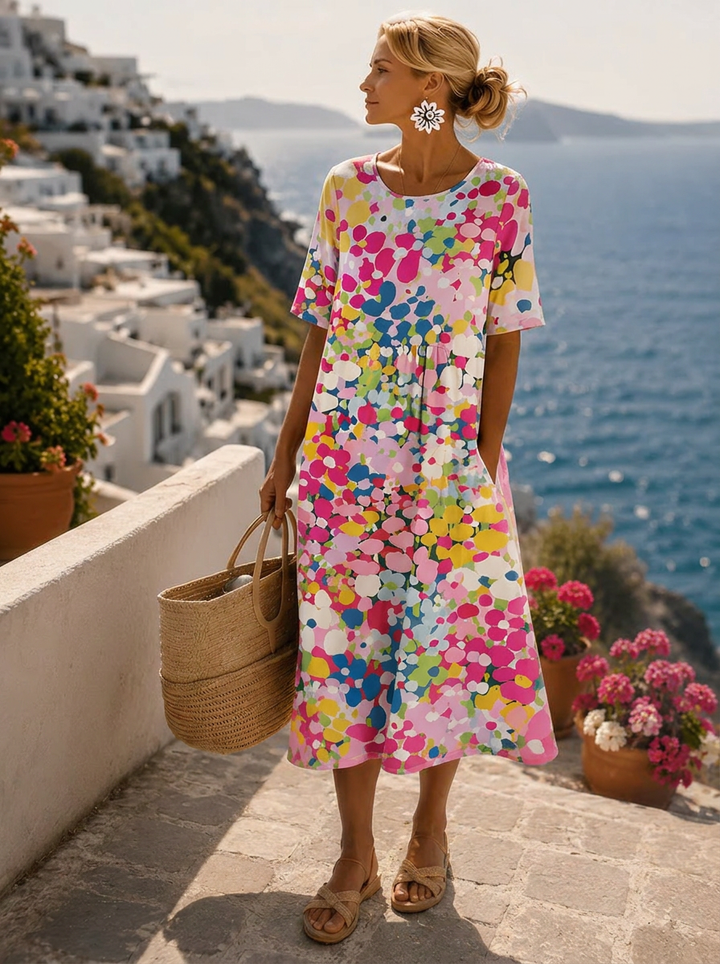 Midi strandjurk met bloemenprint voor dames in Roze