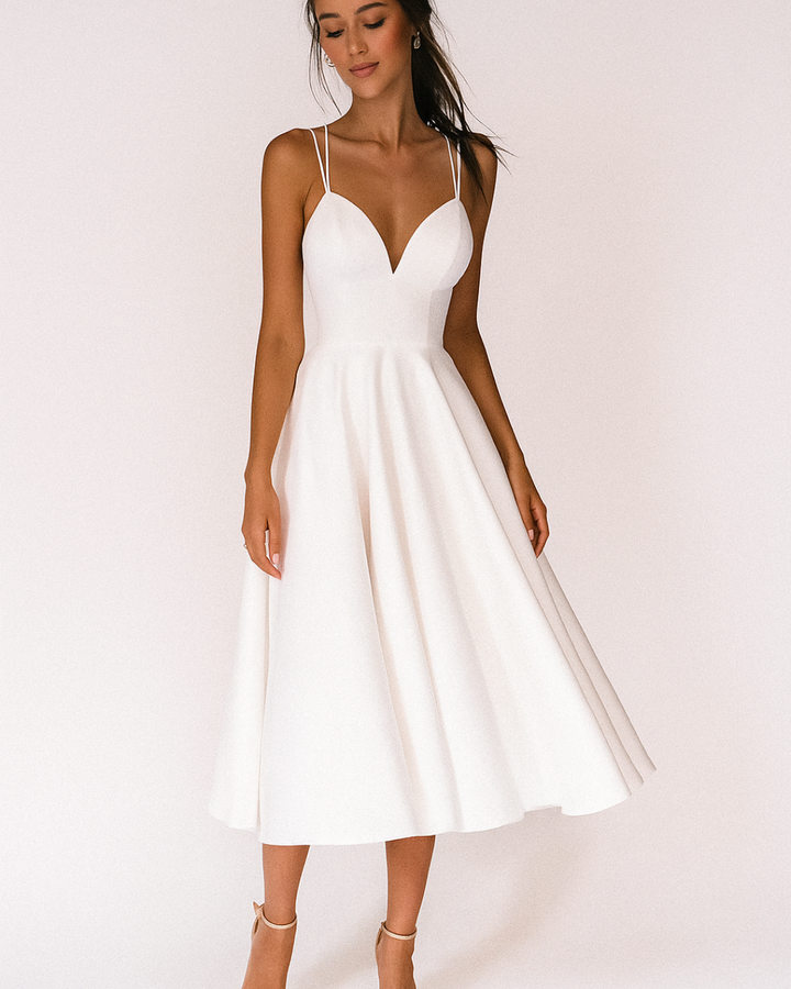 Poppy midi gastenjurk met smalle schouderbandjes foto 1