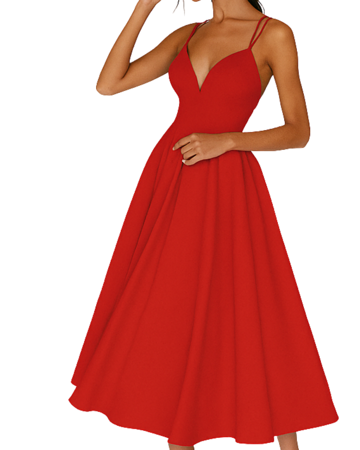 Poppy midi gastenjurk met smalle schouderbandjes foto 3